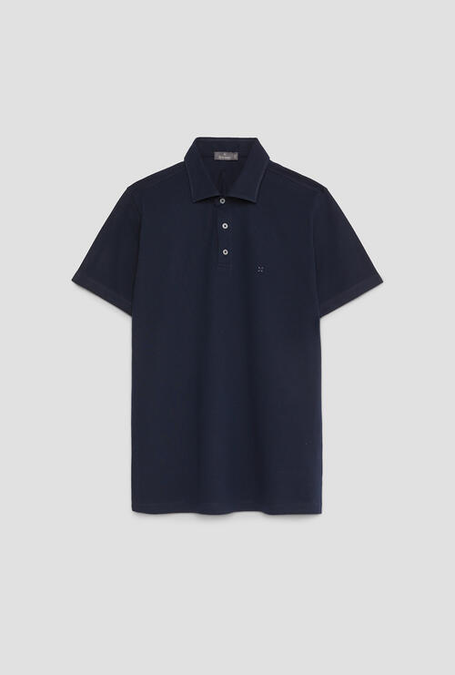 Elastic jersey polo shirt Navy Blue